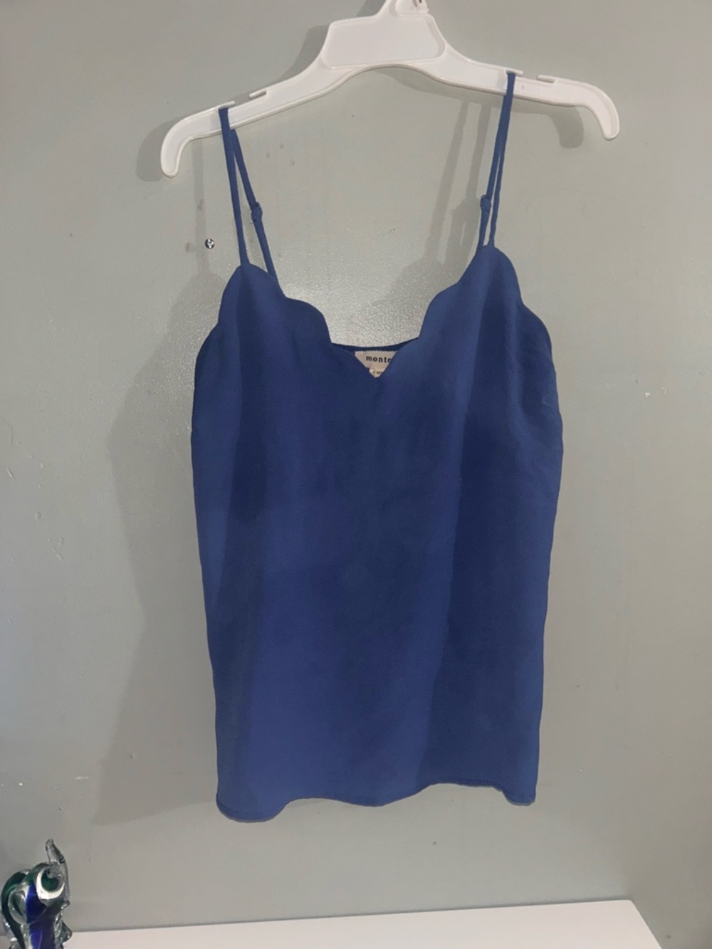 Scallop Edge Blue Spaghetti Strap Cami